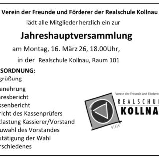 Einladung Jahreshauptversammlung Förderverein