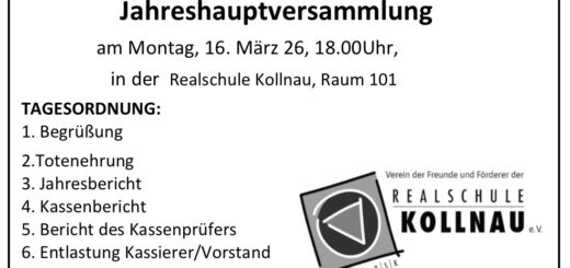 Einladung Jahreshauptversammlung Förderverein